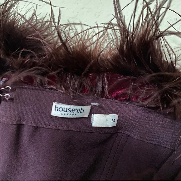 House of CB 'Salima' Dark Cherry Velvet Feather Jumpsuit NWT size M - Picture 10 of 14